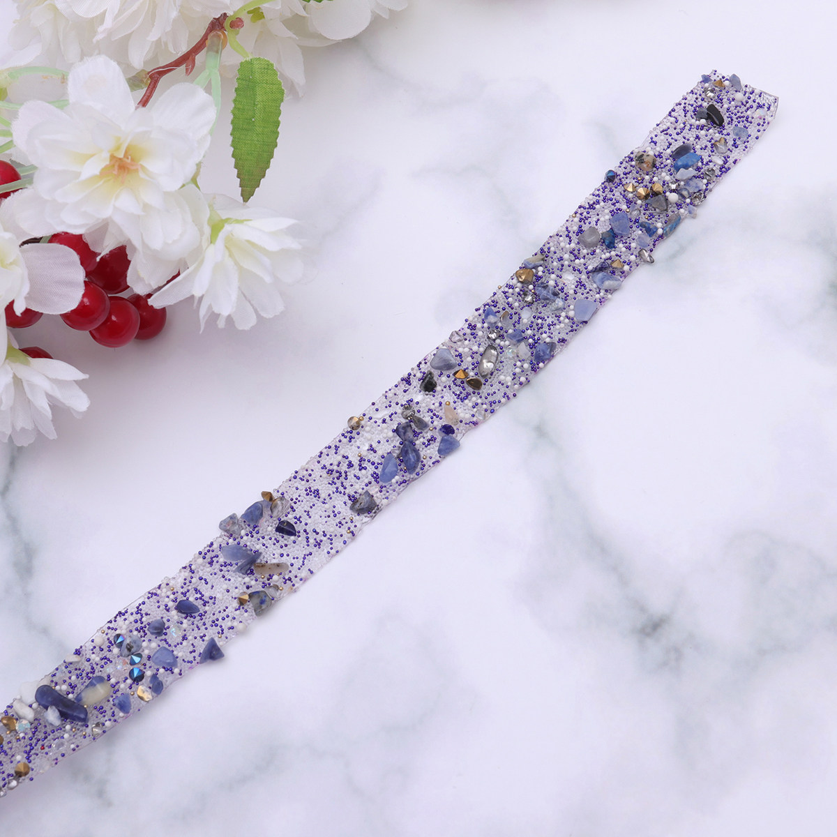 Sew On Rhinestone - Colorful Purple Rhinestone Applique Trim Hot
