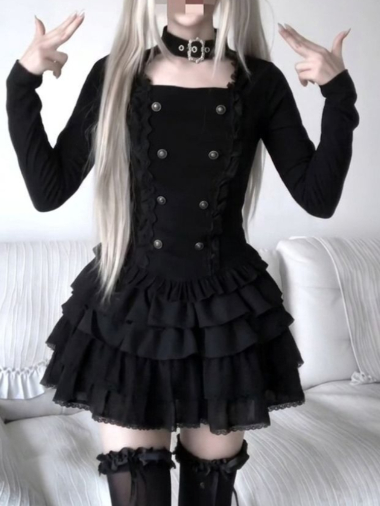 Gothic Harajuku Lolita 2-piece - Elastic Lace Trim review and price