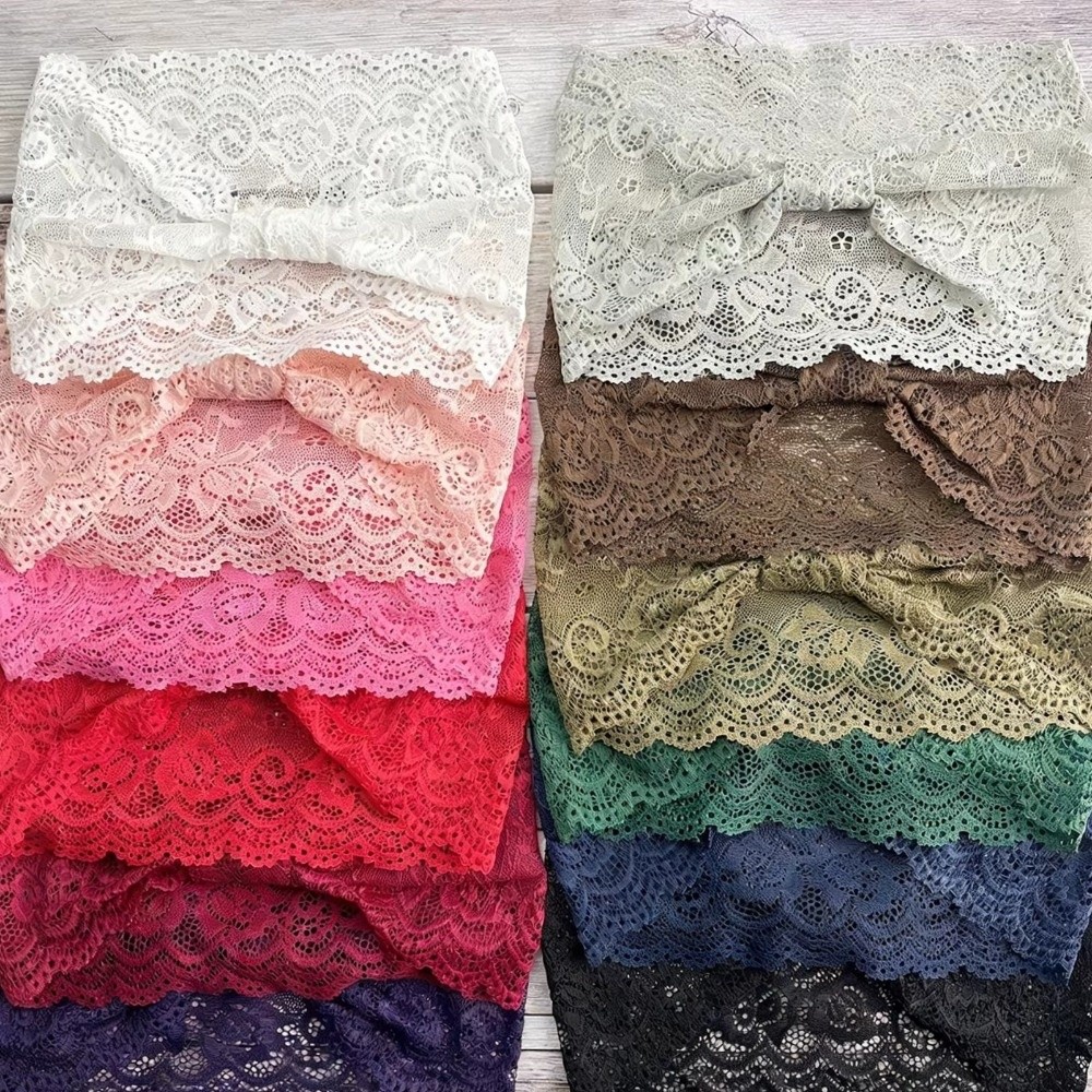 Stylish Soft Solid Color Headb - Elastic Lace Trim review and price